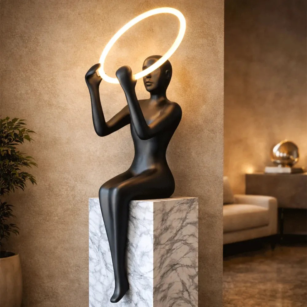 WallMantra Halo Muse Sculptural Floor Lamp – Luxury Designer LED Art Floor Light